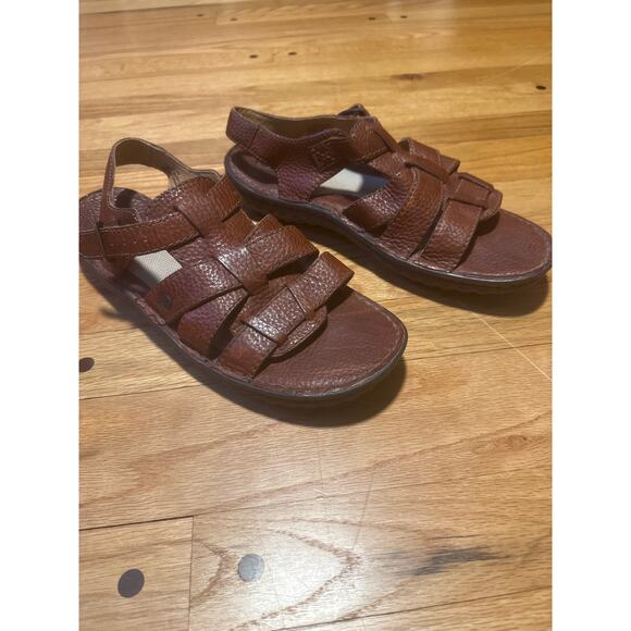 Born Leather Sandals Slingback Chunky Brown Leather Open Toe Handcrafted Men’s main image 4